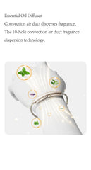 Stylish diffuser bracelet worn on wrist showing curved bar design