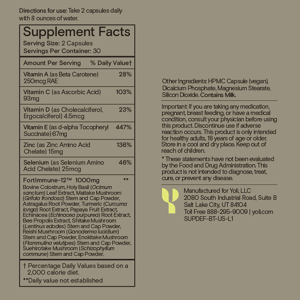Close-up of Yoli Defend capsules