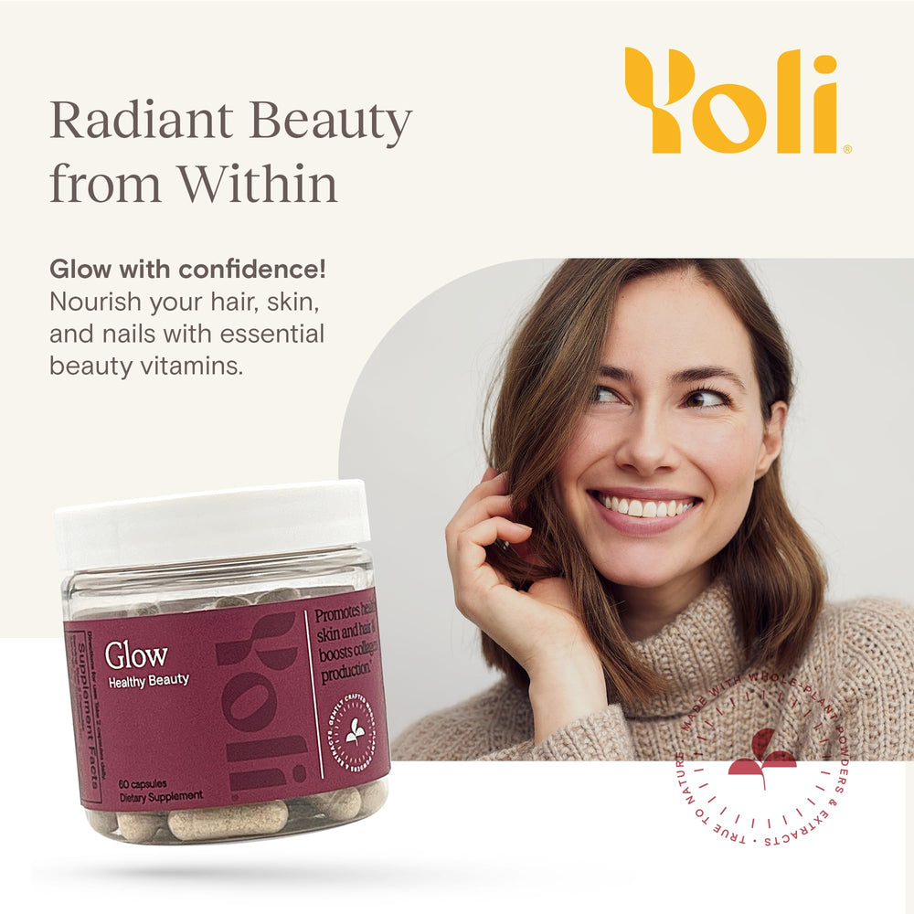 Close-up of Yoli Glow Biotin & Collagen label
