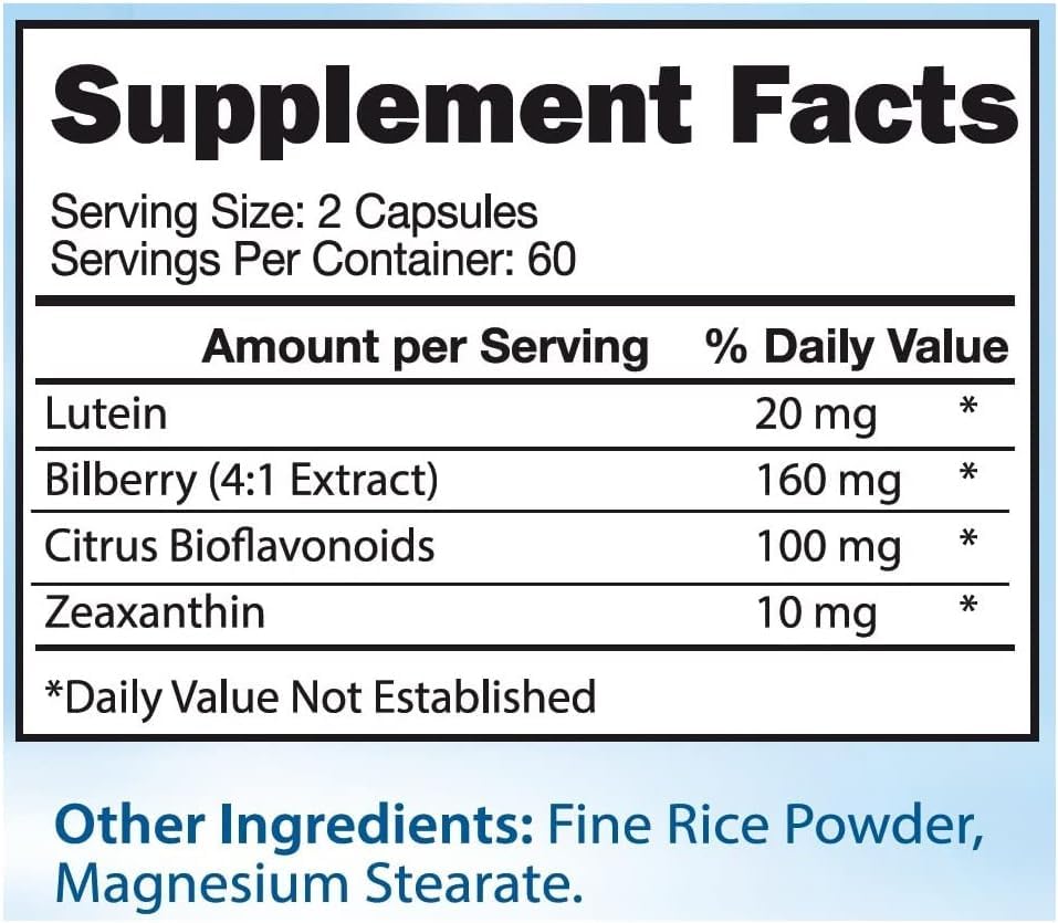 Illustration of lutein, bilberry and zeaxanthin ingredients for eye health