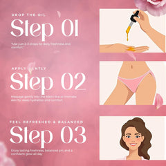 Yoni Rescue Yoni Oil V area refresh scene implying all day comfort