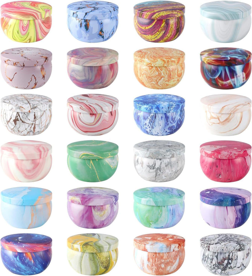Each jar labeled with fragrance name and 2.5 oz