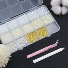 YOSOMMK gold hollow rivets add dimension to DIY manicures.