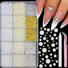 YOSOMMK white cream flatback pearls for subtle nail art accents with smooth adhesion.