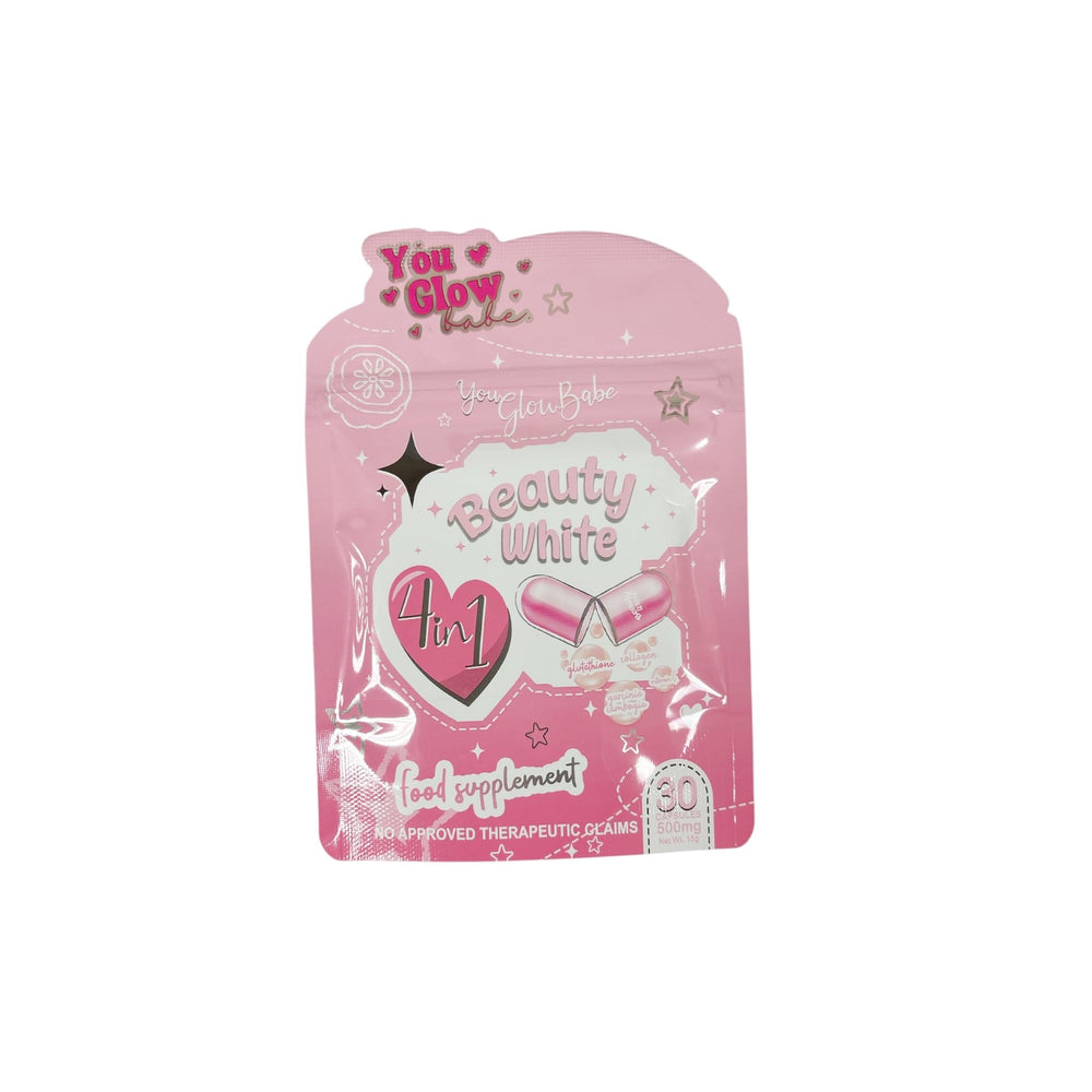 Front view of You Glow Babe Beauty White Glutathione Capsules bottle with 30 count