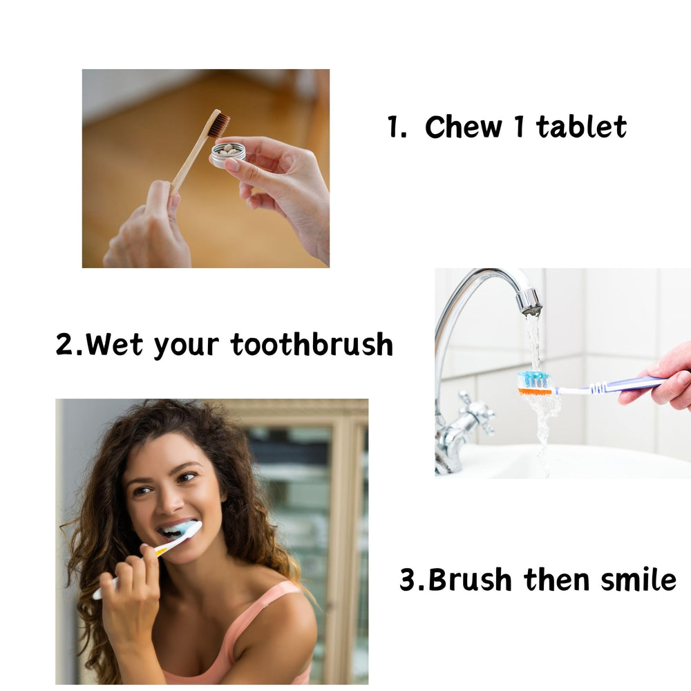 Travel-friendly glass jar with 90 toothpaste tablets