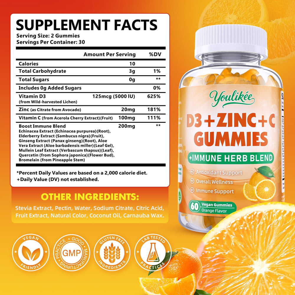 Close-up of orange-flavored sugar-free vegan gummies