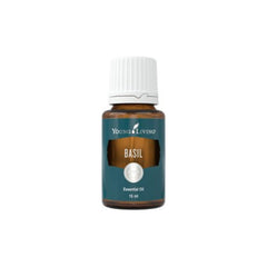 Young Living Basil Essential Oil bottle for diffusing and topical use.