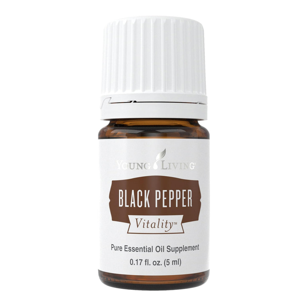 Young Living Black Pepper Vitality bottle ready to elevate cooking flavor