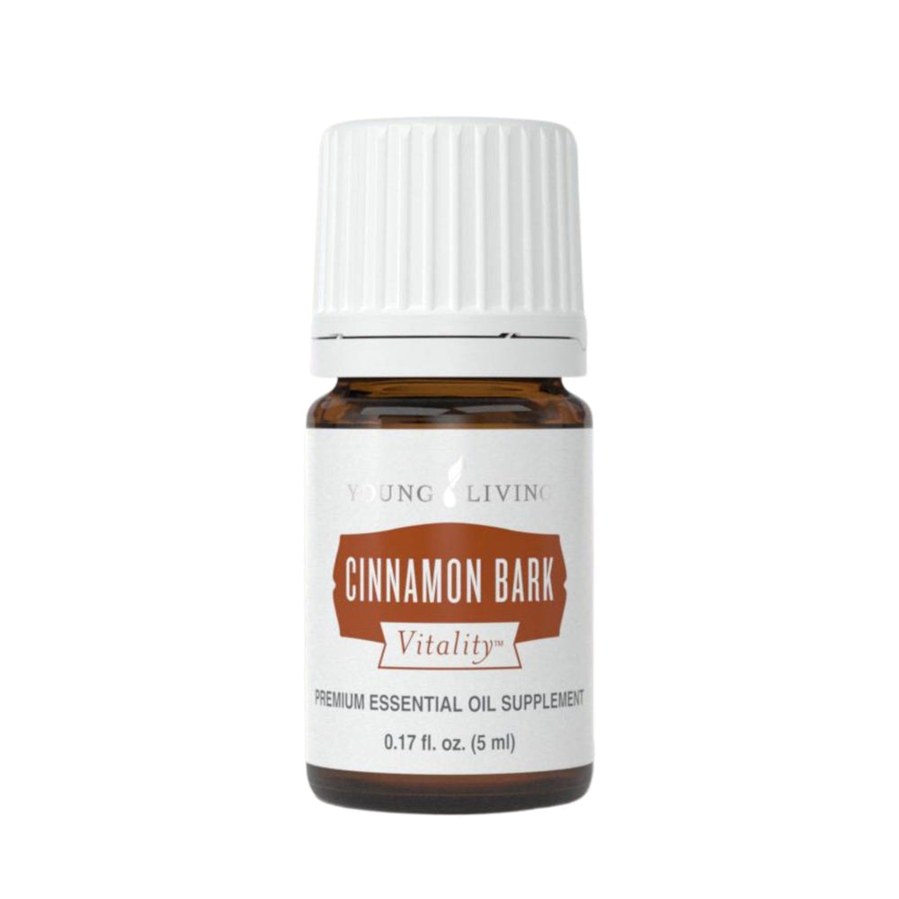 Young Living Cinnamon Bark Vitality bottle front view for premium culinary flavor enhancement.