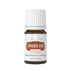 Young Living Cinnamon Bark Vitality bottle front view for premium culinary flavor enhancement.