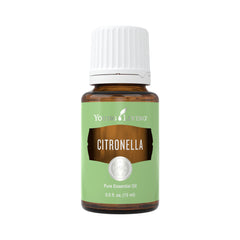 Young Living Citronella essential oil bottle closeup for outdoor fragrance and freshness.