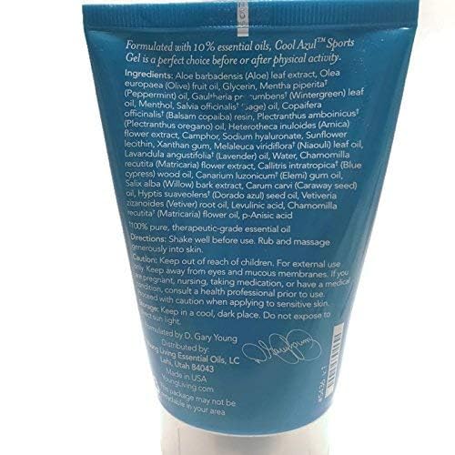 Peppermint leaves beside Young Living Cool Azul label for refreshing cooling