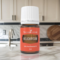 Young Living Helichrysum amber bottle cap emphasizes storage and purity for skin-friendly routines