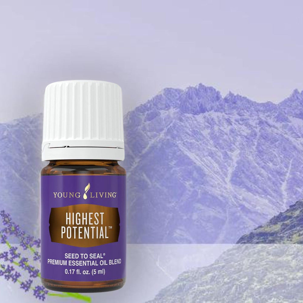 Closeup of drops from Young Living Highest Potential oil showcasing rich scent.
