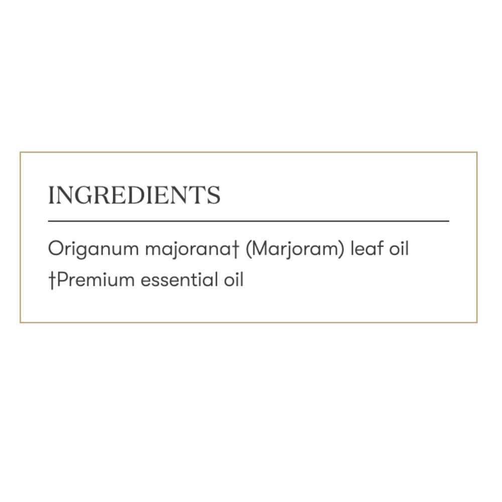 Young Living Marjoram oil dropper bottle closeup for easy diffusion routine