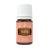 Young Living Ocotea essential oil bottle close-up for aromatherapy and skin-refreshing rituals.