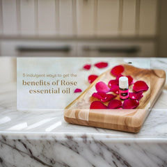 Young Living Rose Essential Oil for skincare rituals, adding a soft floral touch