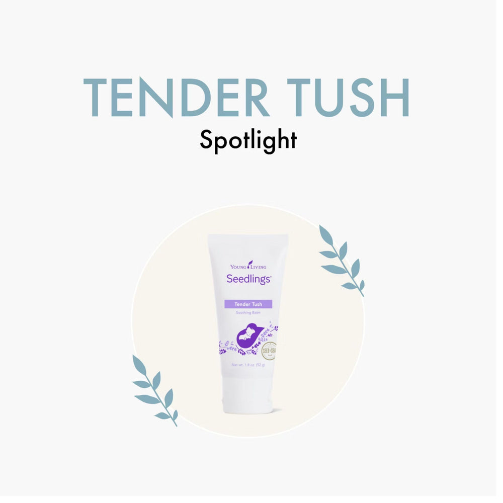 Young Living Seedlings Tender Tush packaging front emphasizes clean natural skincare.