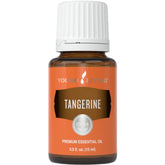 Young Living Tangerine essential oil bottle with dropper for uplifting mood