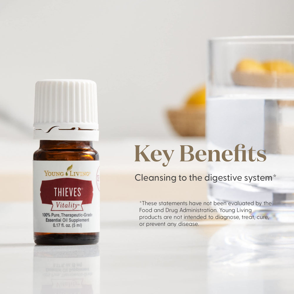 Thieves Vitality 5 mL bottle on a clean surface
