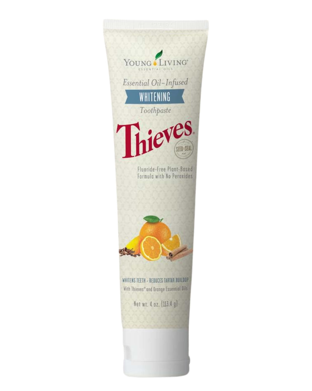 Front view of Young Living Thieves Whitening Toothpaste 4 oz tube