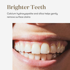 Close-up of fluoride-free label on toothpaste tube