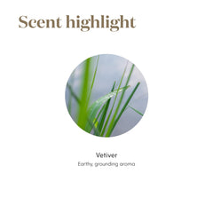 Young Living Vetiver nighttime routine scene depicts a calm cozy sleep friendly environment