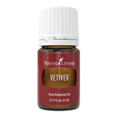 Young Living Vetiver oil 5ml bottle shows grounding aroma for calm evenings