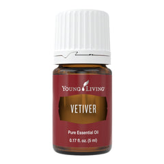 Young Living Vetiver oil 5ml bottle shows grounding aroma for calm evenings