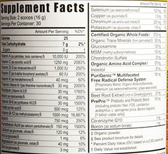 Youngevity BTT2 nutrition facts close-up shows detailed nutrient info.
