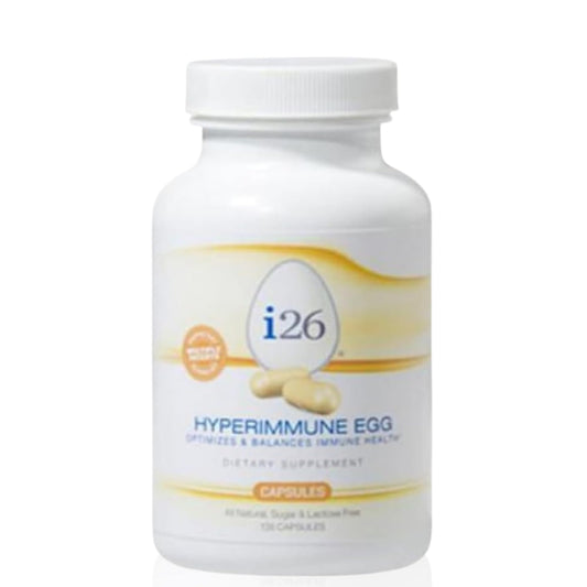 Front view of Youngevity i26 Hyperimmune Egg Capsules bottle