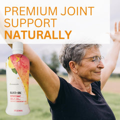 Pouring Youngevity GLUCO-Gel Majestic Earth into a glass