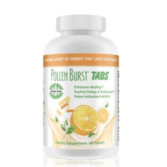 Bottle of Youngevity Pollen Burst Tabs on white background