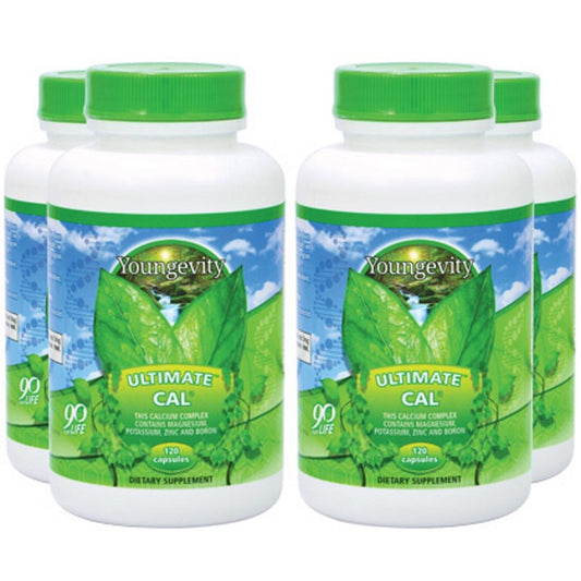 Youngevity Ultimate CAL bottle and 120 capsules - calcium magnesium bone health formula with D-3, zinc, potassium, boron (pack of 4)