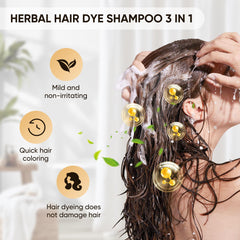 Close-up of applying Youpiel Hair Dye Shampoo to dry hair for even color