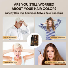 Youpiel Hair Dye Shampoo at-home-use showcases convenient DIY color result.