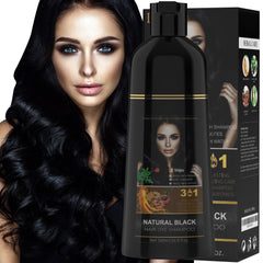 Youpiel Hair Dye Shampoo bottle shows deep black color for quick gray coverage