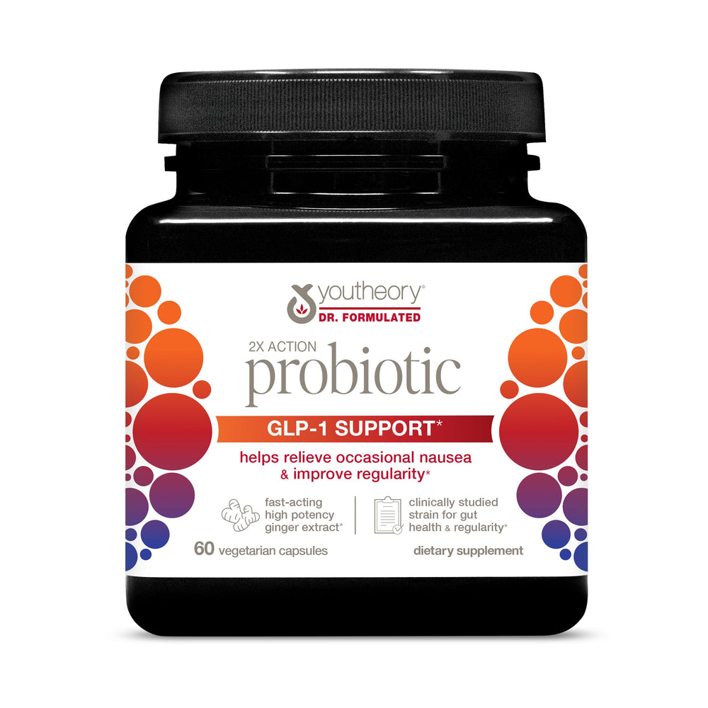 Youtheory 2X Action Probiotic GLP-1 digestive health visualization