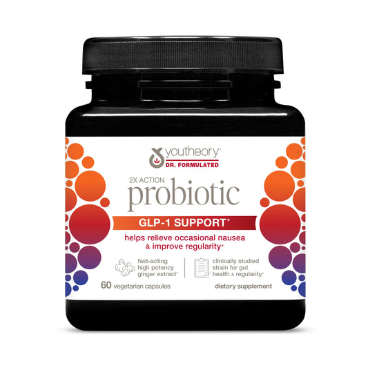 Youtheory 2X Action Probiotic GLP-1 digestive health visualization