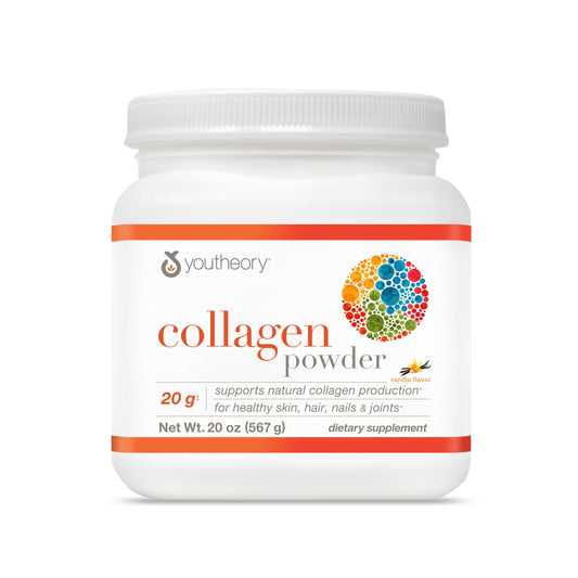 Front view of Youtheory Collagen Powder Vanilla 20 oz