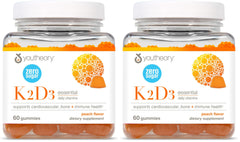 Front view of Youtheory K2D3 Peach Gummies pack