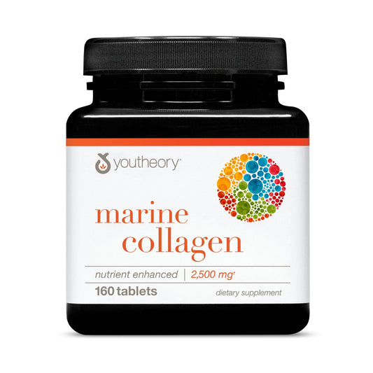Bottle of Youtheory Marine Collagen 2500 mg