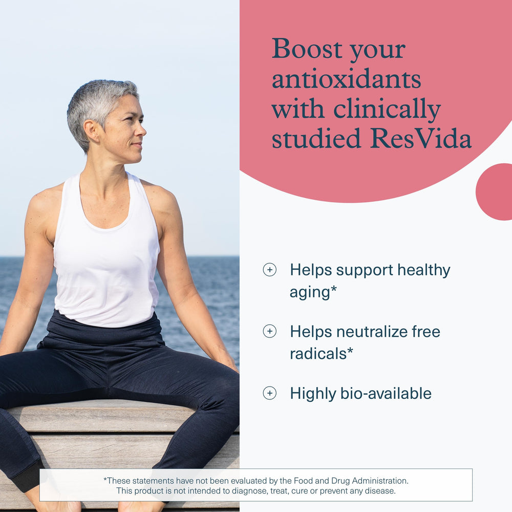 ResVida trans-resveratrol 100 mg highlight on label