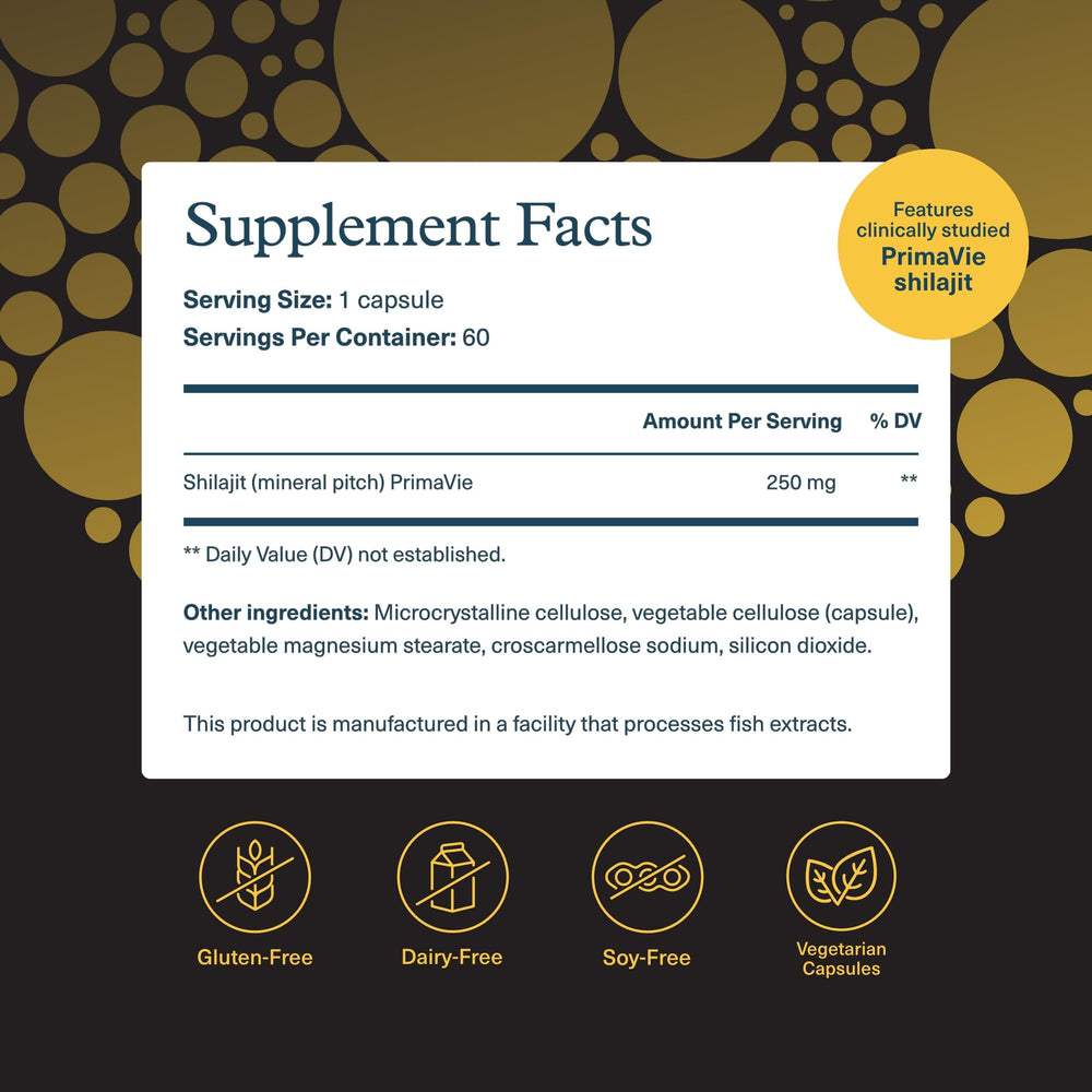 Bottle of Youtheory Shilajit 250mg capsules