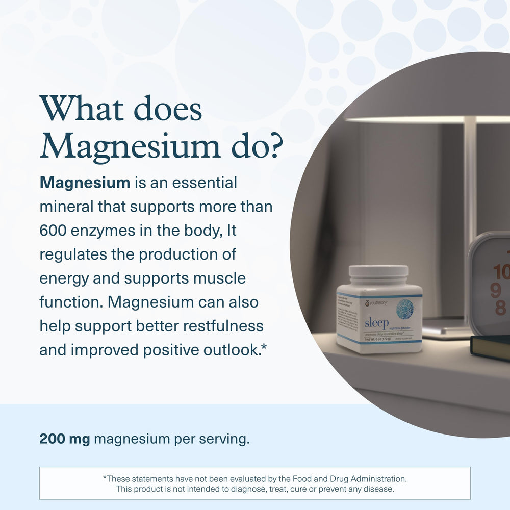 Ingredient panel on Youtheory Sleep Nighttime Powder box