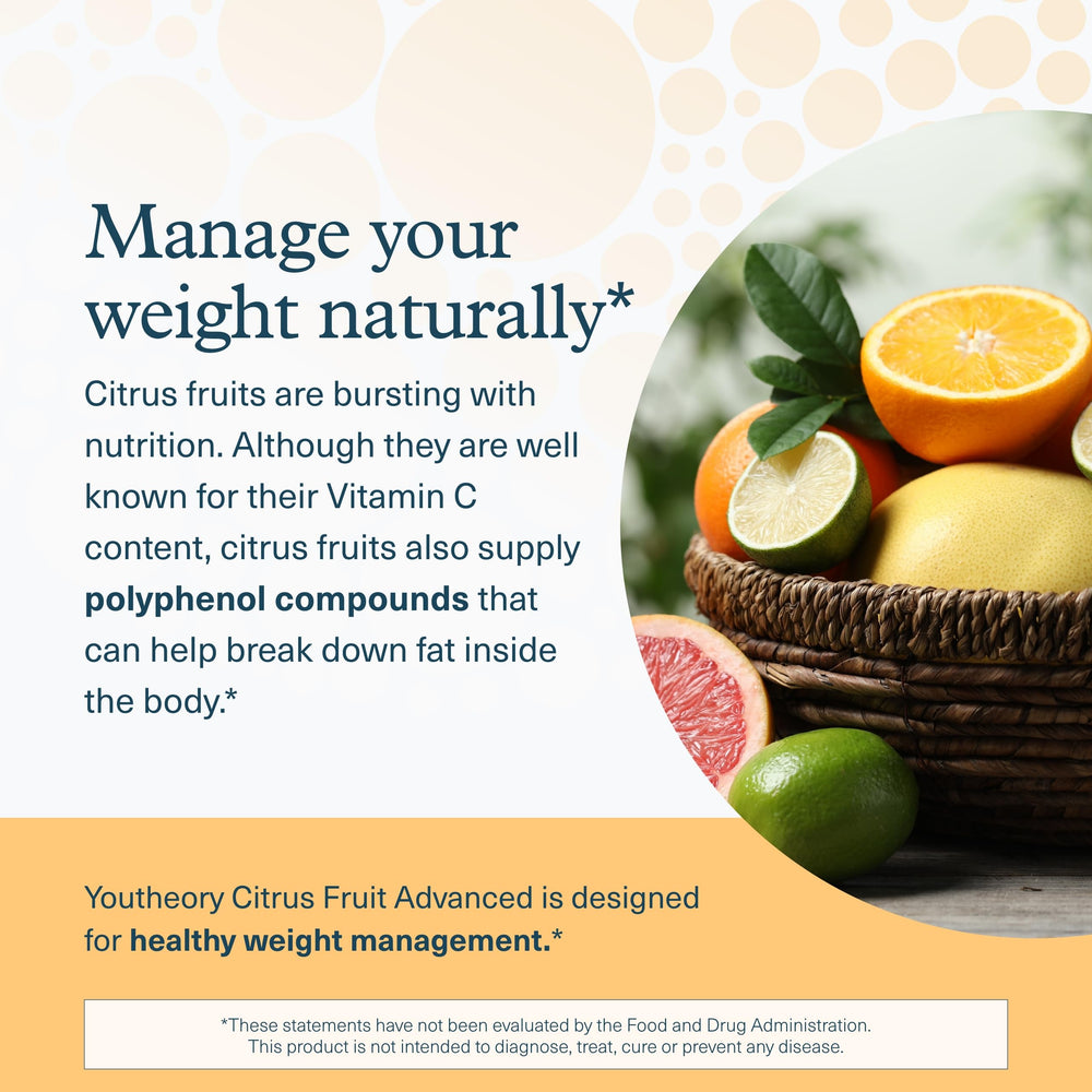 Capsules alongside citrus imagery and polyphenol concept