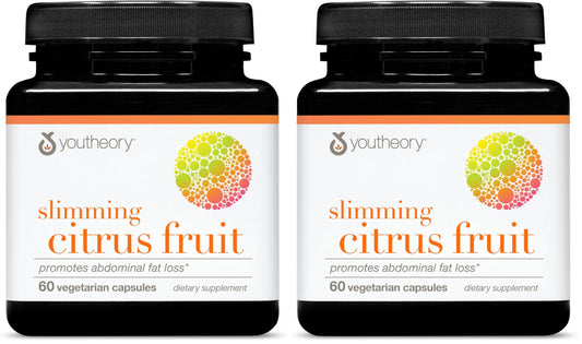 Bottle of Youtheory Slimming Citrus Fruit with 2 x 60 vegan capsules