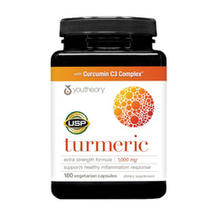 Youtheory Turmeric Extra Strength bottle ready for daily joint support and easy dosing.