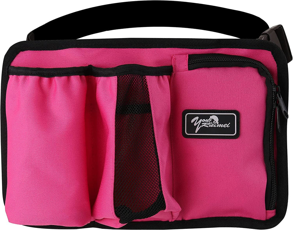 Rose Red Massage Bottle Bag front view with four pockets